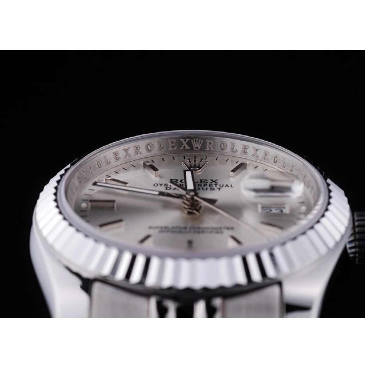 Best AAA Replica Sites 7457 Rolex Ribbed Silver Dial Datejust Bezel 0531